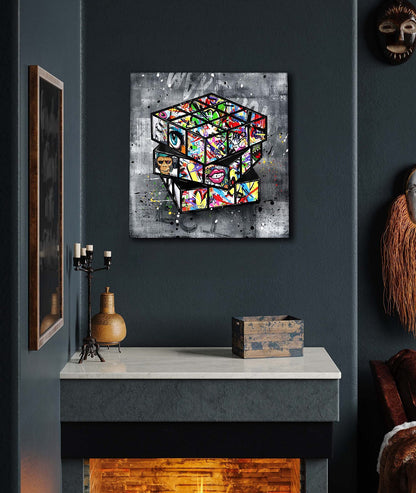 Banksy Graffiti Rubik's Cube Mur de peinture sur toile