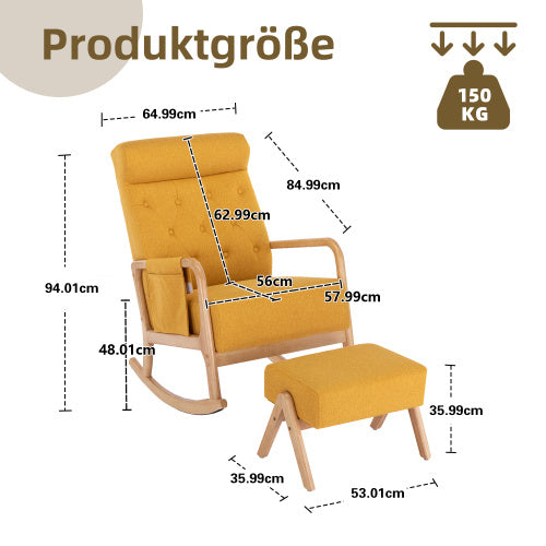 Fauteuil à bascule confortable avec repose-pieds en lin