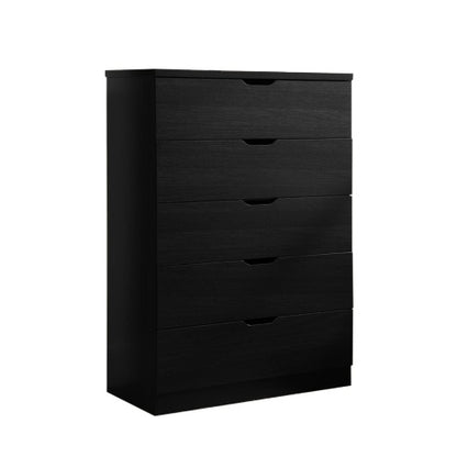 Armoire à vêtements et coffre de rangement noire moderne à cinq tiroirs avec glissières de tiroir en métal