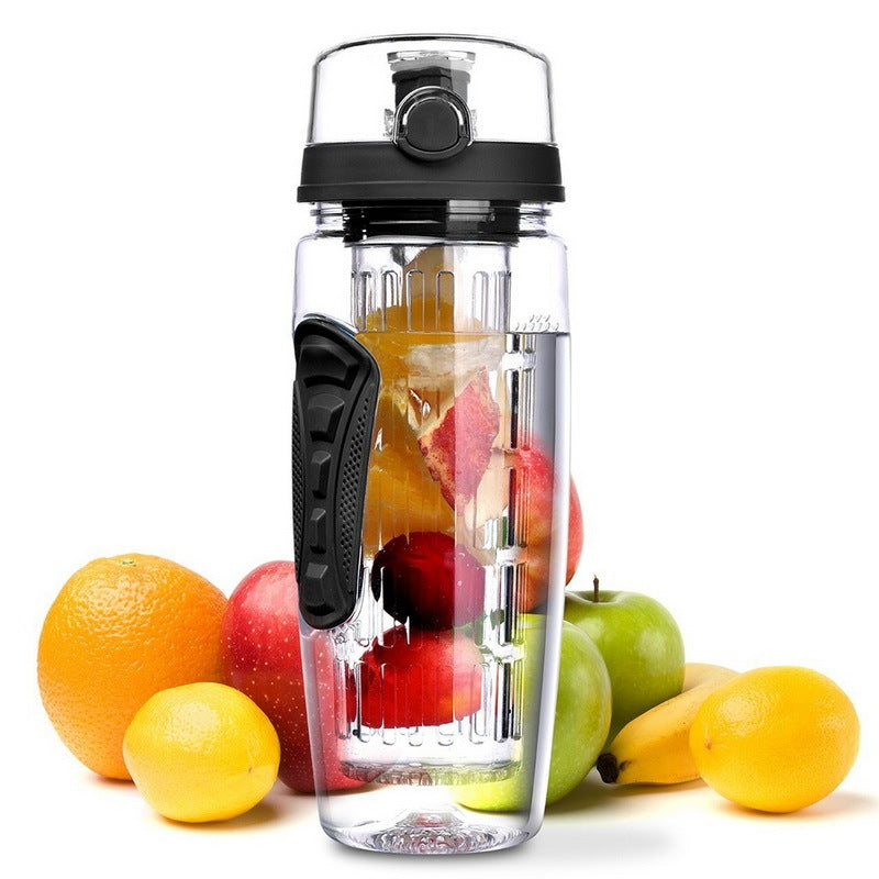 Bouteille de fruits d'eau de 1000 ml Bouteilles d'eau d'infuseur de fruits de sport en plastique sans BPA avec infuseur de jus Shaker Bouteille d'eau