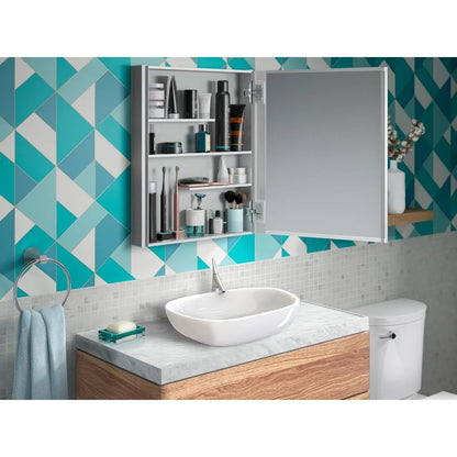 Bathroom Medicine Cabinet, Slow-Close Mirrored Door and Interior, Surface or Recessed Installation, 20" W