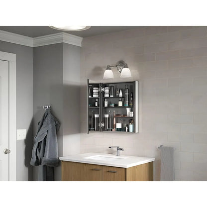 Bathroom Medicine Cabinet, Slow-Close Mirrored Door and Interior, Surface or Recessed Installation, 20" W