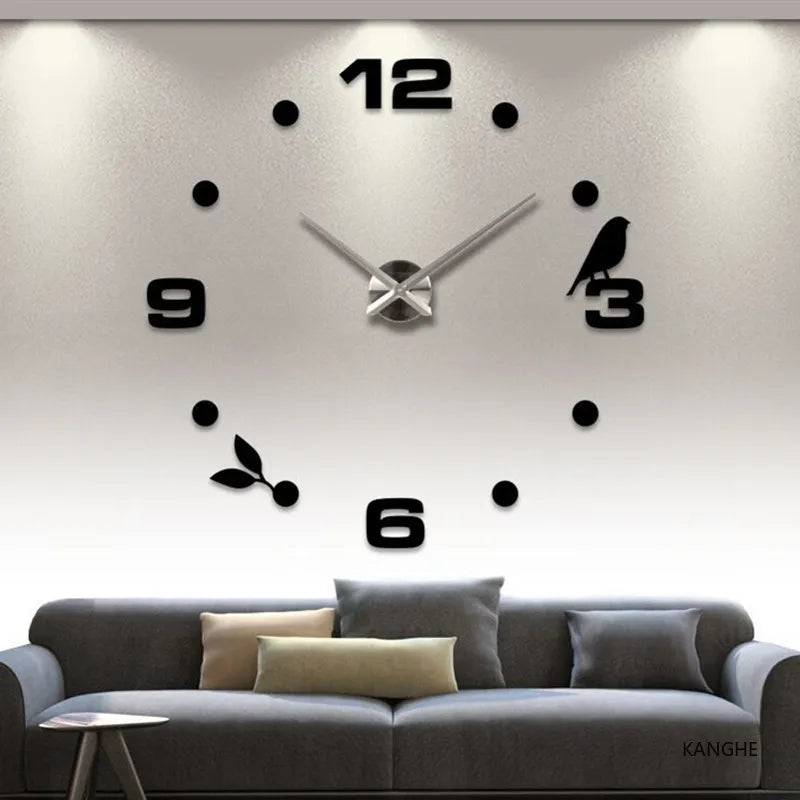 Autocollants de miroir acrylique 3D horloge mural