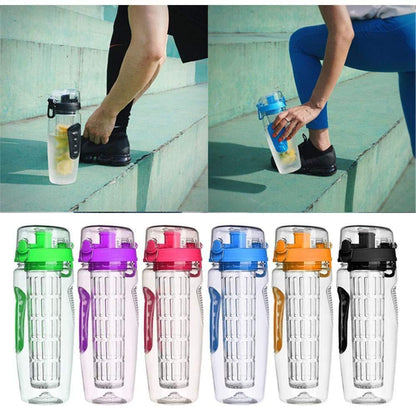 Bouteille de fruits d'eau de 1000 ml Bouteilles d'eau d'infuseur de fruits de sport en plastique sans BPA avec infuseur de jus Shaker Bouteille d'eau