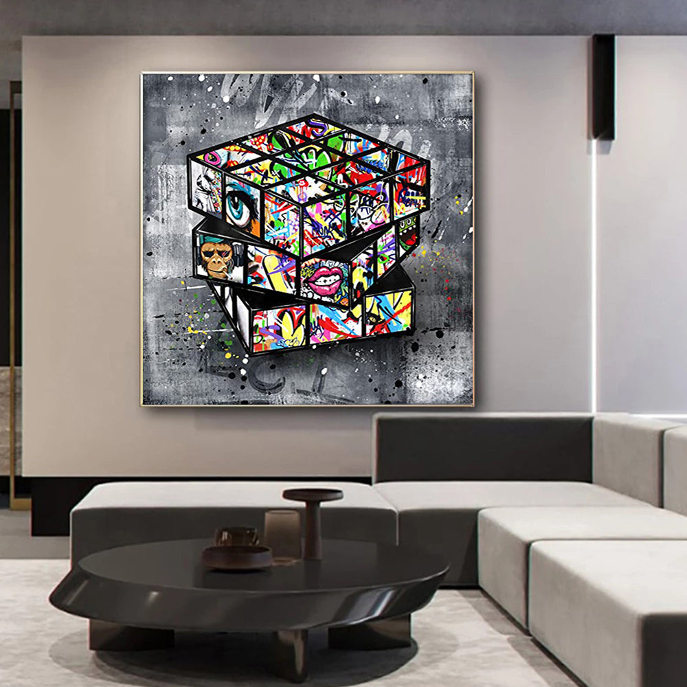 Banksy Graffiti Rubik's Cube Mur de peinture sur toile