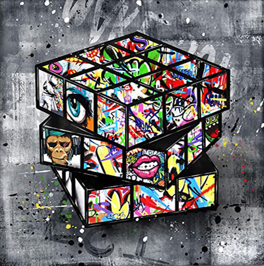 Banksy Graffiti Rubik's Cube Mur de peinture sur toile